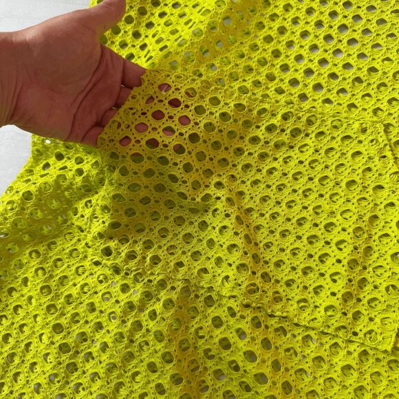 Cotton Candy Neon Green Cover Up Hoodie Sleeveless beach Festival Alien Netted L - Picture 6 of 7